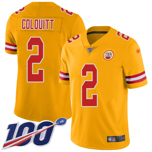 Men Kansas City Chiefs #2 Colquitt Dustin Limited Gold Inverted Legend 100th Season Football Nike NFL Jersey->kansas city chiefs->NFL Jersey